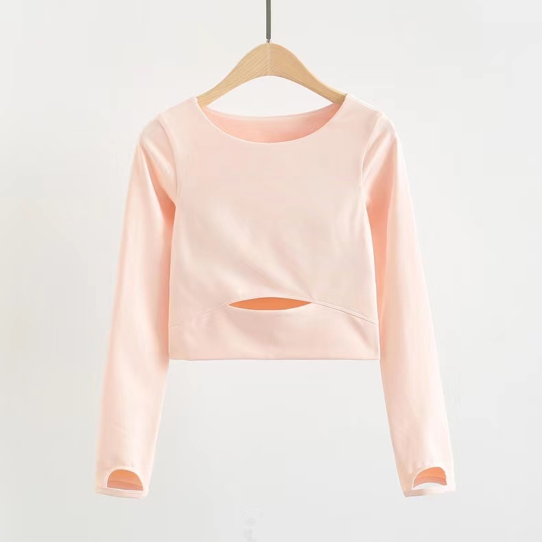 

sleeve top long gym L yoga sports crop top womens seamless tshirt fitness woman sport tshirt workout tops for women sportswear 32VQ, Pink