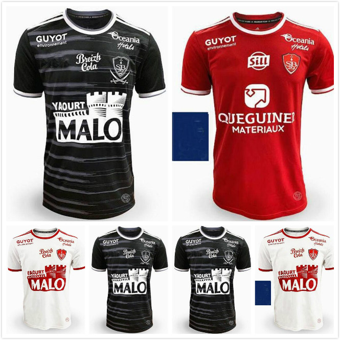 

2021 2022 Stade Brestois 29 Soccer Jersey 21 22 #9 HONORAT PERRAUD Shirt Mens #10 CHARBONNIER Home Red Football Uniform, Black