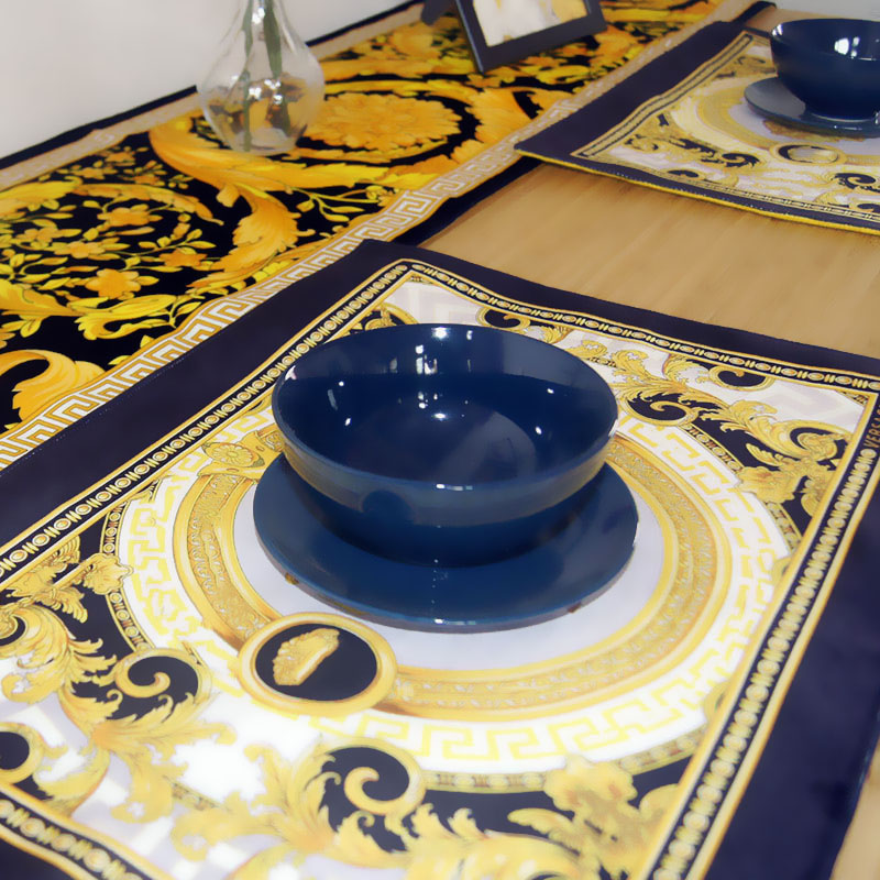 

Luxury Table Mat Kitchen Large Woven Rectangular Heat Resistant Placemat Non Slip Wipeable Washable tableware place Mats pad