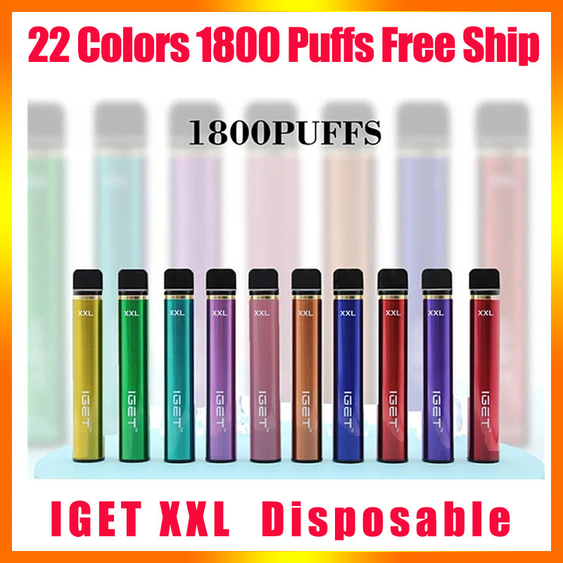 

Authentic E-Cigarettes IGET XXL Disposable Pod Device 1800 Puff 950mAh 7ml Prefilled Portable Vape Stick Pen Bar Plus Max Air Kit 100% Genuine