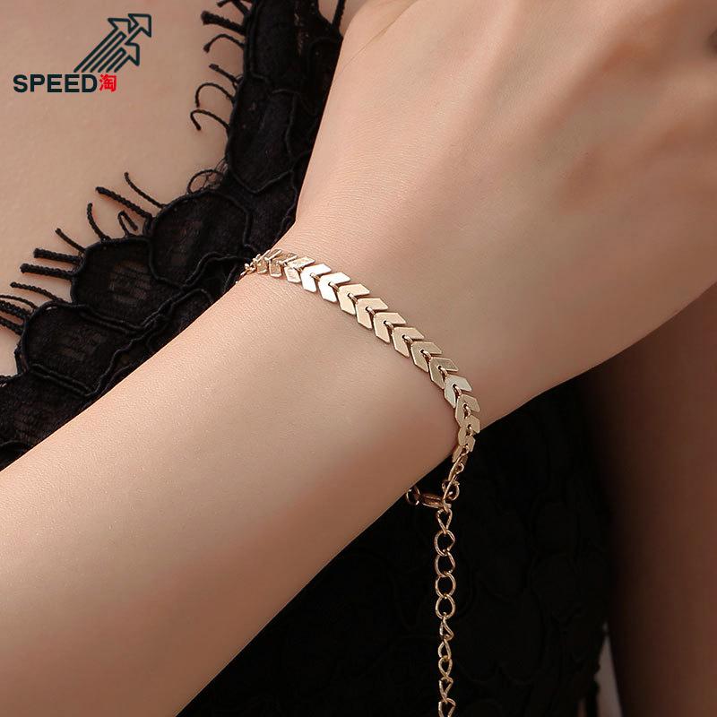 

Link, Chain Creative Alloy Bracelet Bohemian Simple Wild Arrow Female Fashion Hand Jewelry, Black