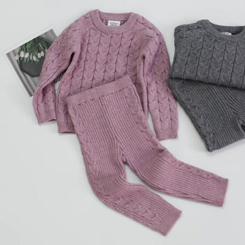 

Clothing Sets Baby Girls Boys Set Fall Winter Knitting Pullover Sweater + Pants Born Knit Tracksuits Infant Clothes, White