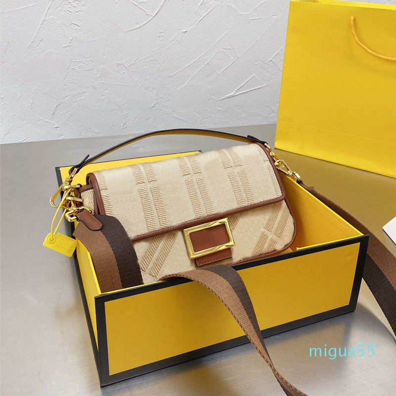 

Designer Bags Retro Baguette Bag Canvas Tote Crossbdoy Bags f Handbag Purse Wide Shoulder Strap High Quality Women Fashion Wallet