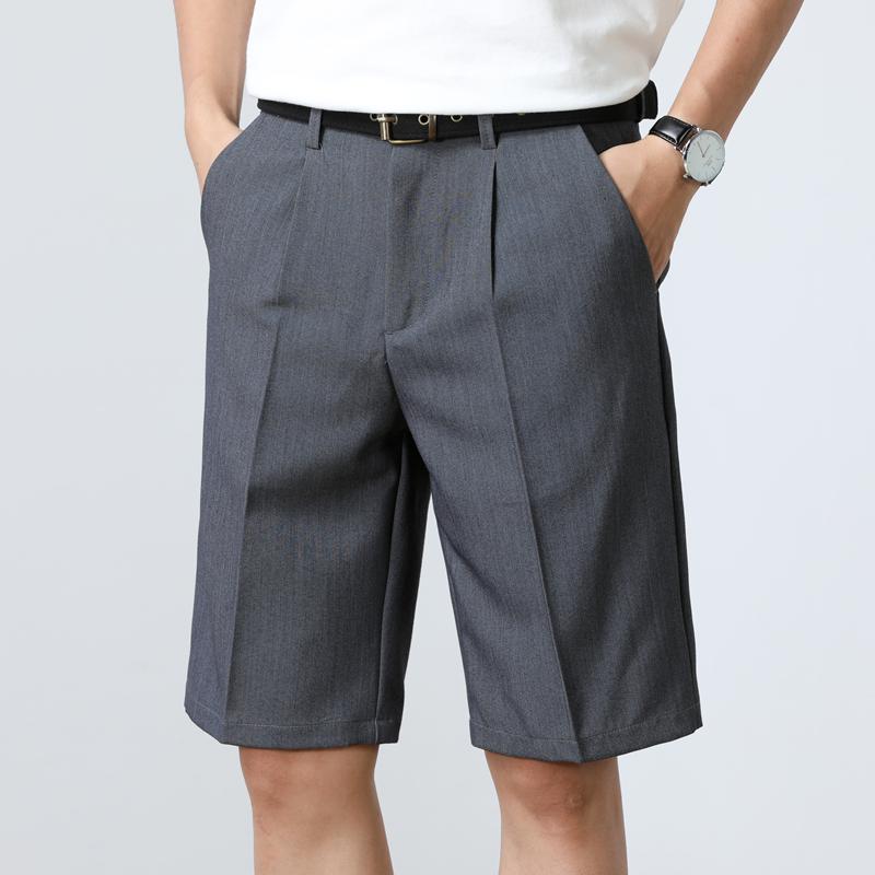 

Men's Suits & Blazers Summer Mens Work Pants 2021 Grey Shorts Elegant Man Dress Business Style Casual Cropped Fashion Clothes, Black