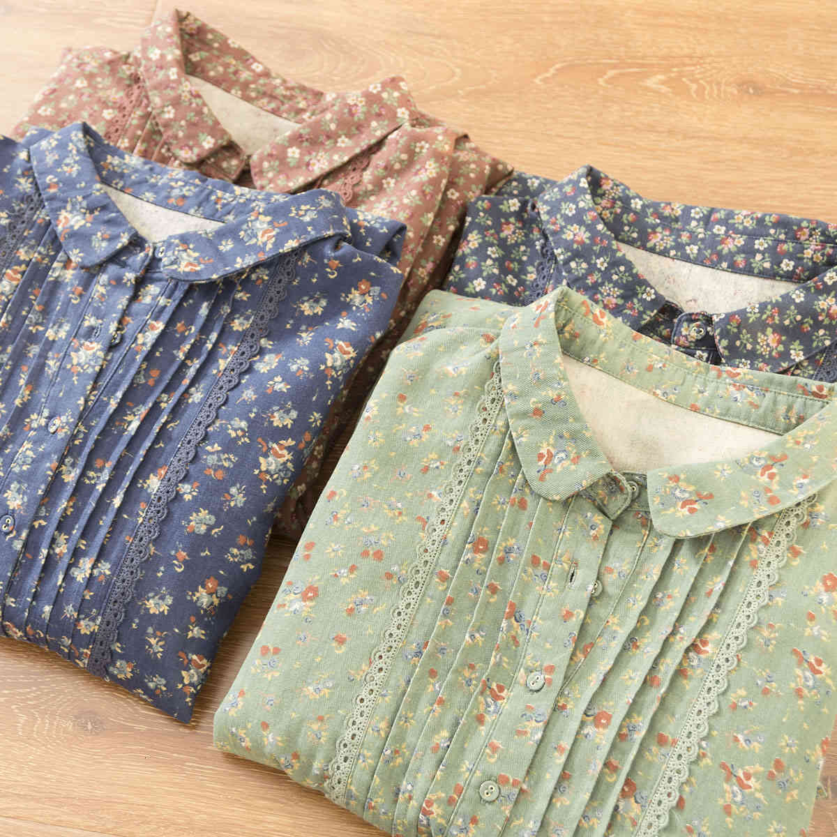 

Casual Dresses Lamtrip Unique 2021 Spring Rustic Flowers Print Peter Pan Collar Drawstring Kawaii Cotton 100% Mori Girl Floral Rob, Blue
