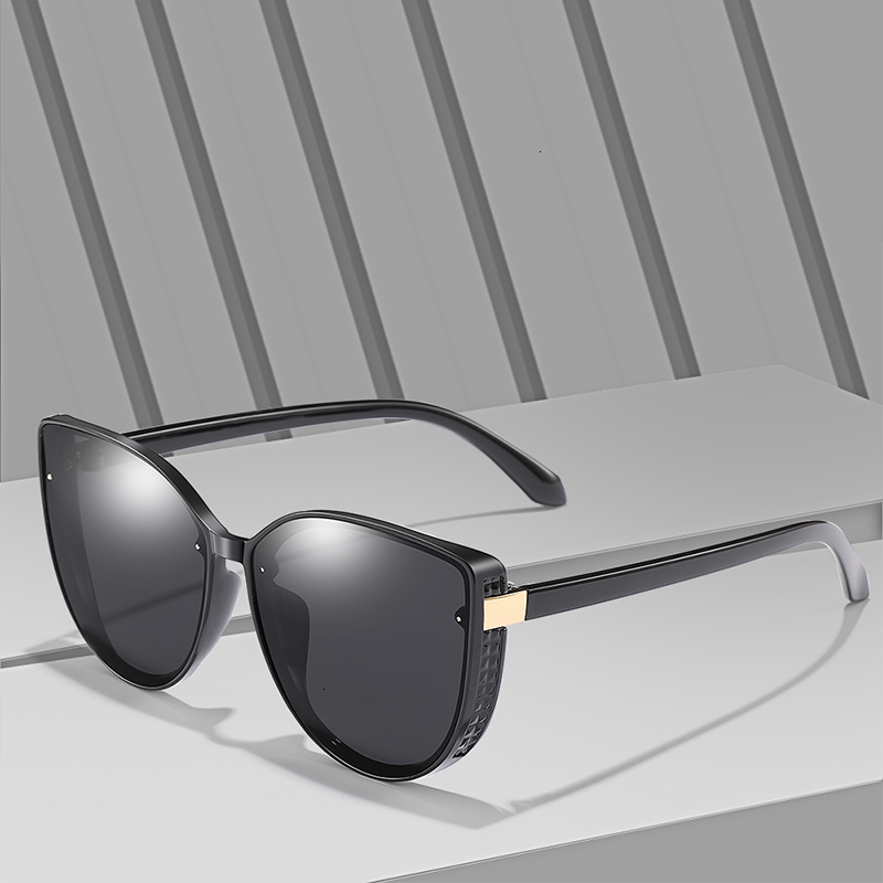 

sunglasses Polarized lady Fashion Vintage Women Brand Designer Sun Glasses Cat eye Womans Female original oculos, White;black