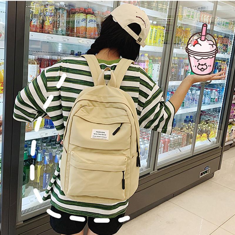 

Backpack Men Women Oxford Cloth Pure Color School Bag Teenage Girl Student Travel Pack Male Female Cute Rucksack Couple, Black