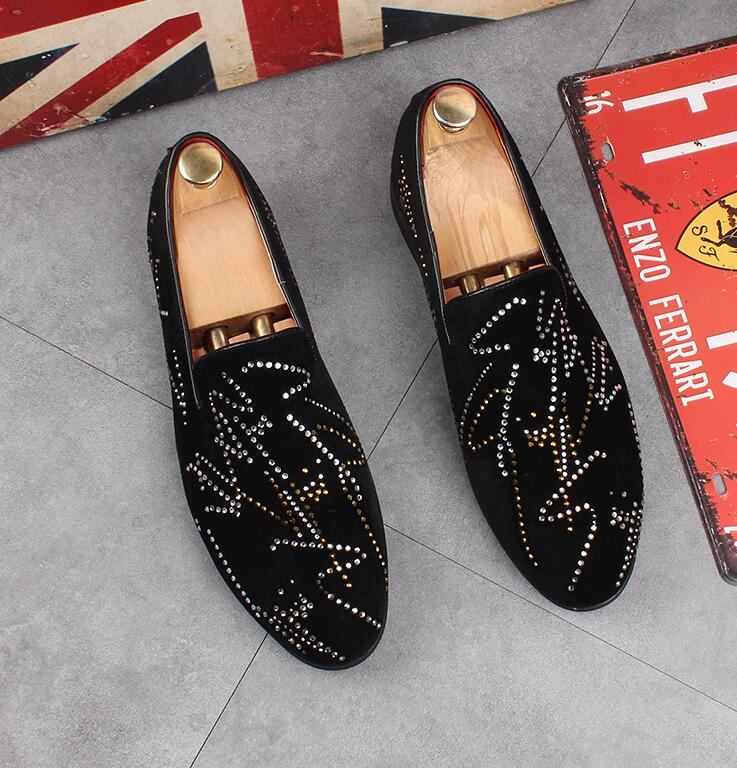 

men dress shoes loafers red bottoms mens luxury designer casual sneakers fashion leather suede patent spikes shoe flat Wedding Party EU39-44, 01