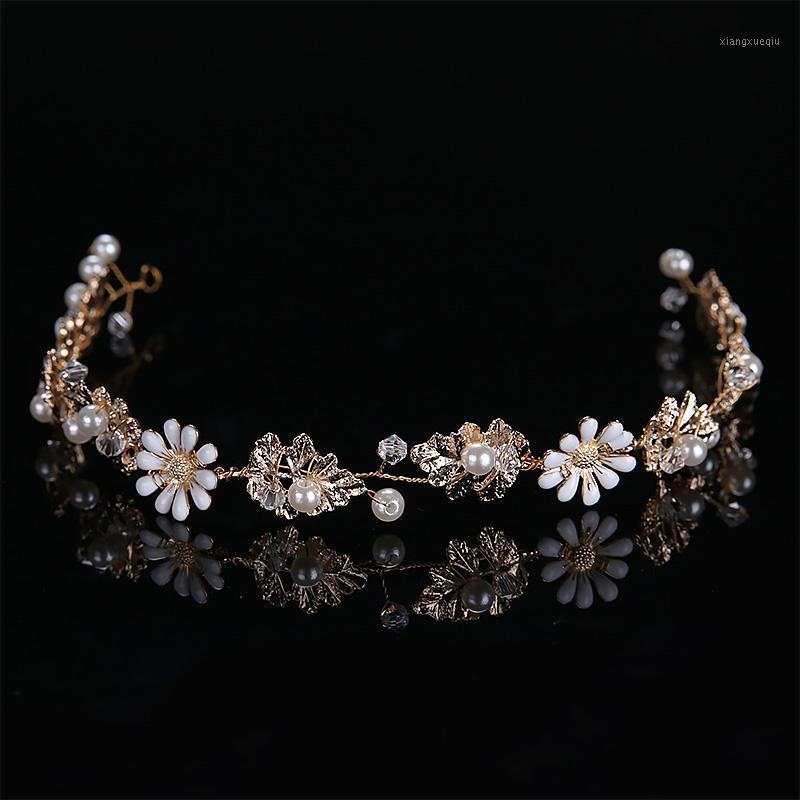 

Hair Clips & Barrettes Gold Color Headbands For Women Flower Leaf Metal Headdress Pearls Beaded Headpieces Bride Wedding Accessories 2022, Golden;silver