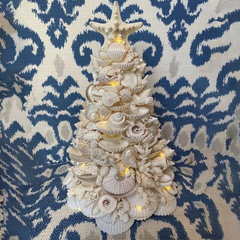 

Christmas Decorations White Seashell And Coral Coastal Tree Decor String Light With Flash Navidad Xmas Desktop Personalized Ornament A40