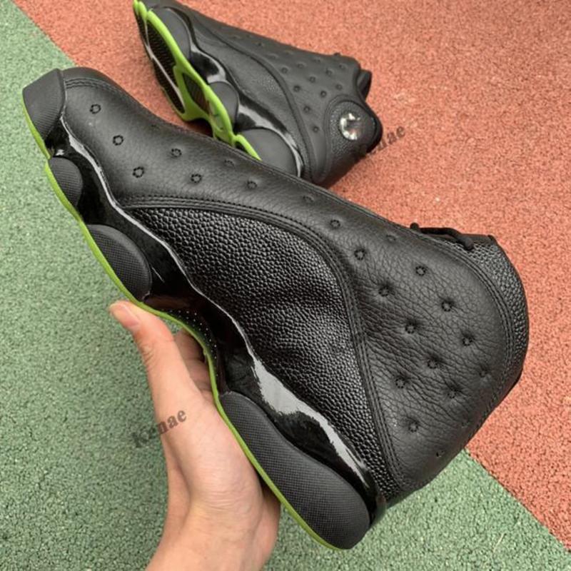 

Shoes Jumpman 13 RetroAltitude Black Altitude Green Big Gym Men Tennis, White;red
