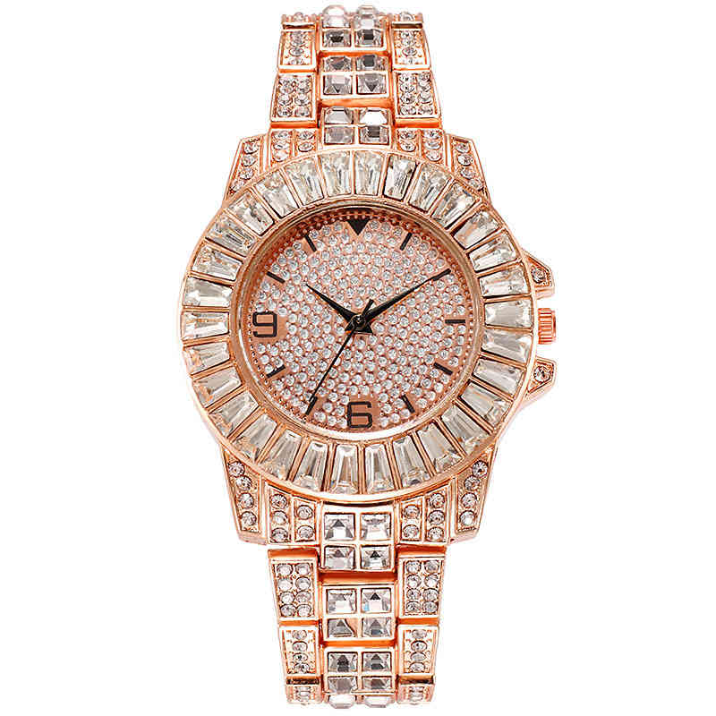 

Iced Out es Luxury Gold Diamond for Women Jewelry Watch Reloj Mujer, Silver