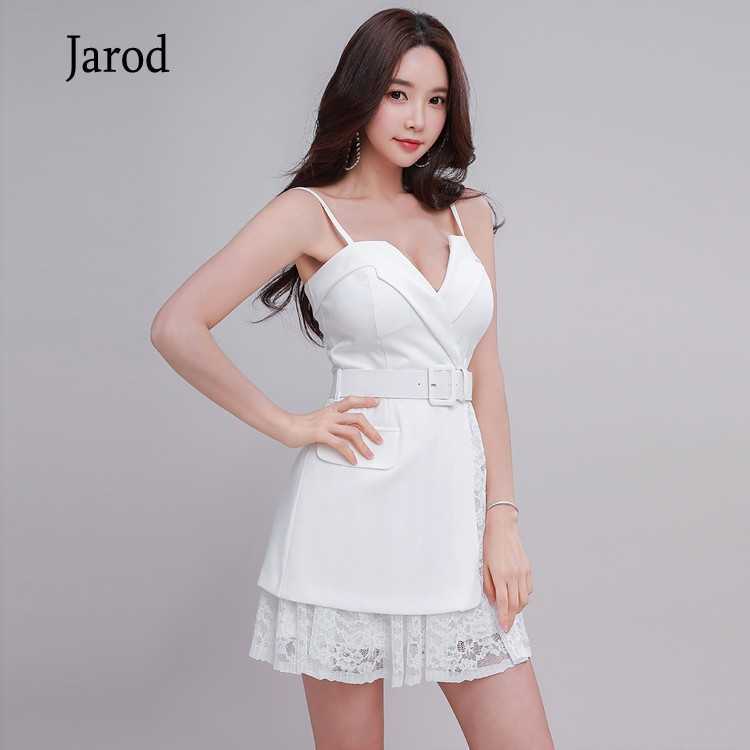 

Women Summer Sexy V-Neck Spaghetti Strap Party Vintage Dresses Lace Patchwork Sleeveless white Elegant High Waist Mini Dress 210526