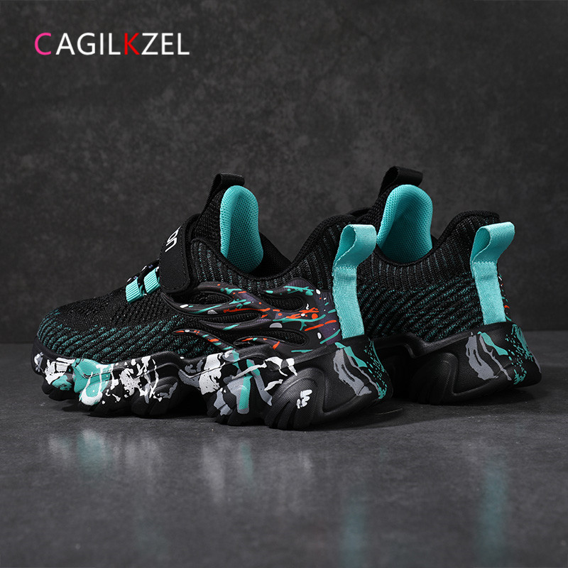 

CAGILKZEL 2021 Spring Sneakers Kids Sports Shoes For Boys Fashion Casual Children Shoes Boy Running Child Shoes Chaussure Enfant, Black green