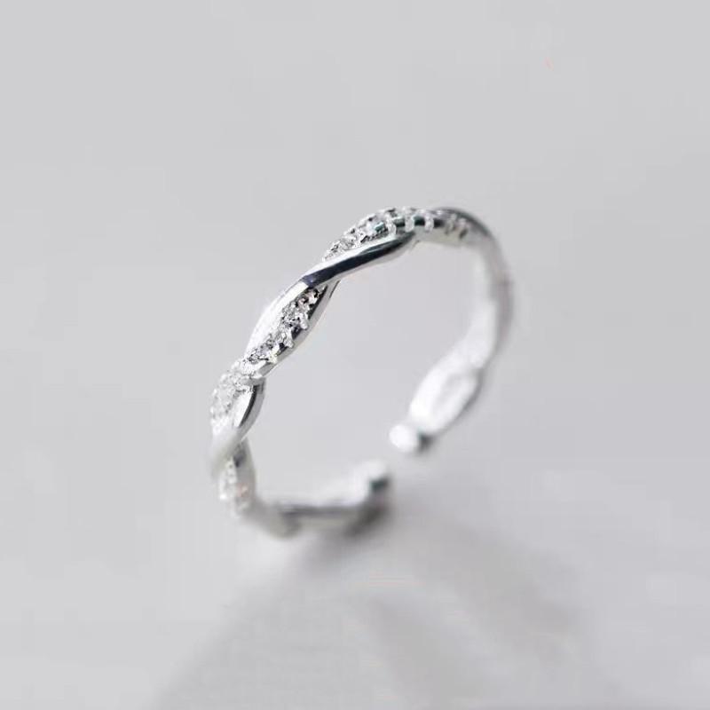 

Cluster Rings 925 Silver Ring Korean Fashion Mosaic Diamond For Women And Girl Simple Personality Opening Adjustable Fine Birthday Gifts, Golden;silver