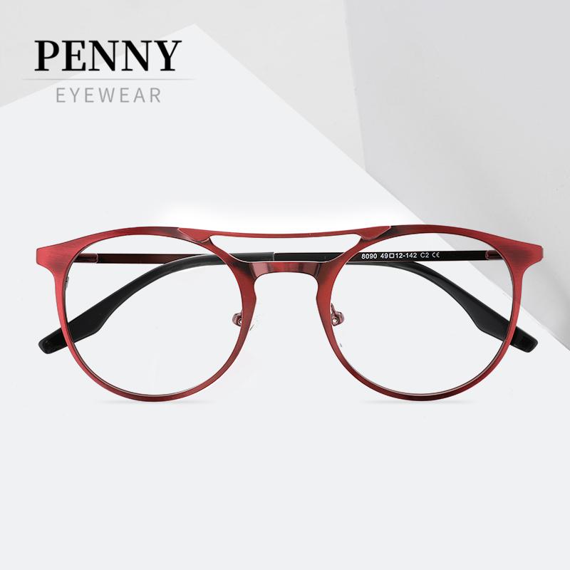 

Fashion Sunglasses Frames PENNY Optical Prescription Round Shape Metal Glasses Man Women Decorative Oval Eyeglasses Diopts Brand 8090