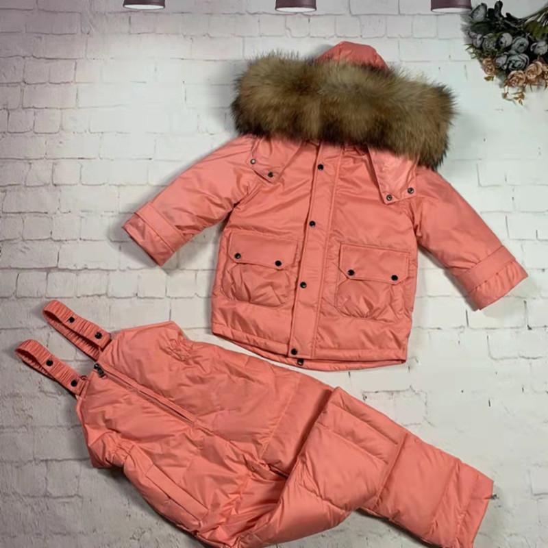 

Down Coat Children's Jacket Suit Jumpsuit + Fur Warm, Blue;gray