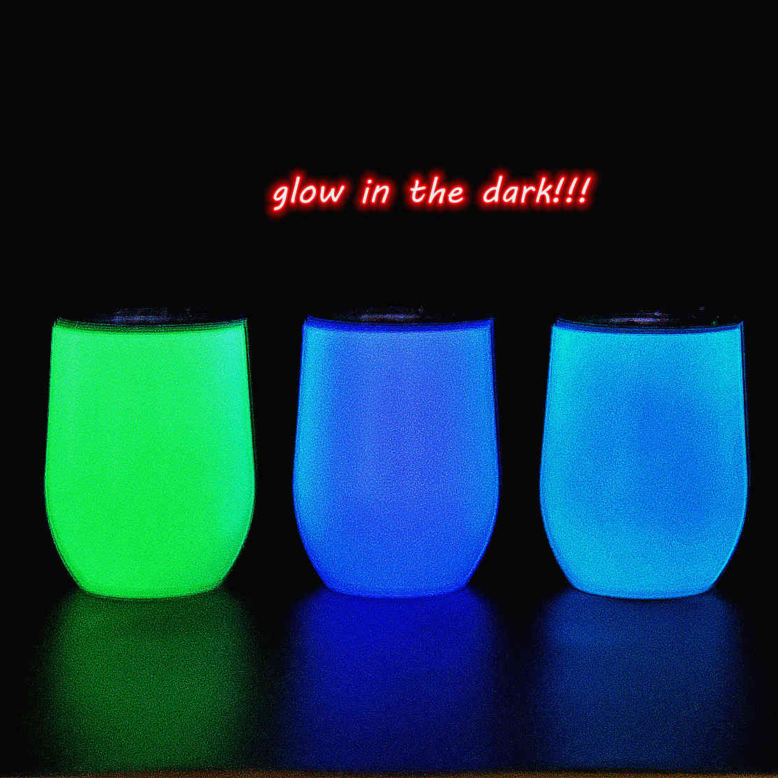 

12oz glow in the dark Wine Tumbler sublimation DIY luminous tumblers stainless steel double wall Insulation vacuum champagne mugs 12BU