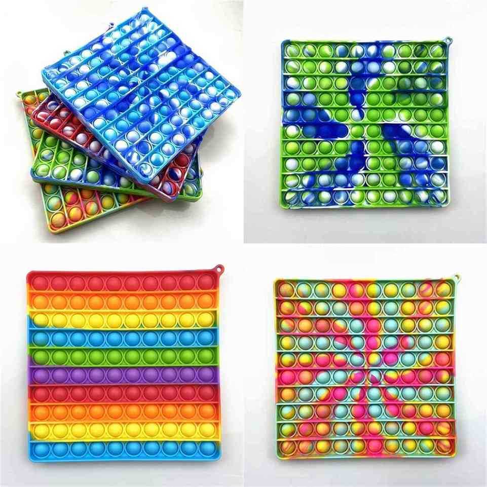 

Finger tabletop toy Mega Rainbow Bubble Poppers Board Sensory Fidget Push Pop large square Popper Puzzle children educational toys G550B5R