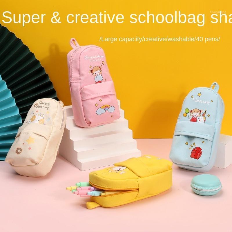 

Pencil Cases Pen Bag Large Capacity Canvas Stationery For Primary School Students, Cartoon Boy Simple Ins Korean