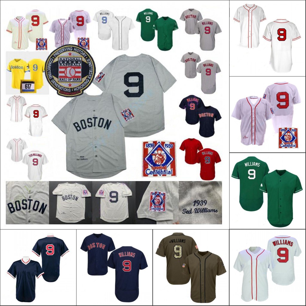 

Ted Williams Jersey Vintage 1939 Cream Grey White Cooperstown Hall Of Fame Patch 2021 City Connect Player Navy Red Green Size S-3XL, As shown in illustration