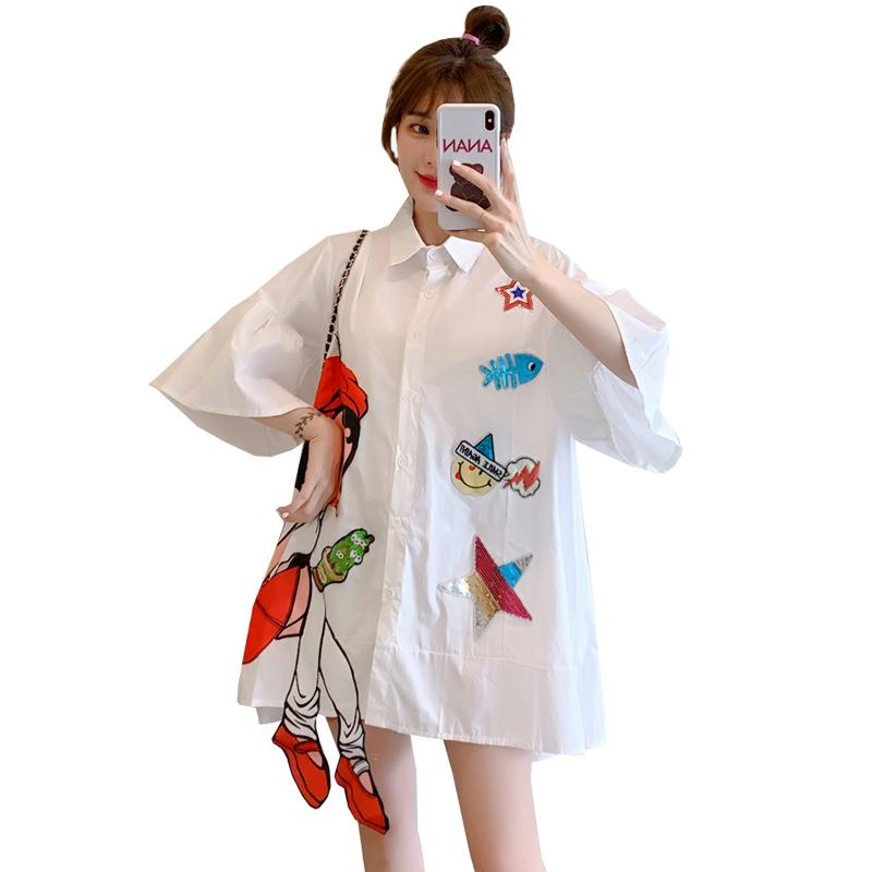 

Womens Summer Shirt Top Plus Size -4XL Dress XXL XXXL 3XL XXXXL Loose Blouses Blusas Slim Casual Holiday Beach White Mini Dresses, Black;gray