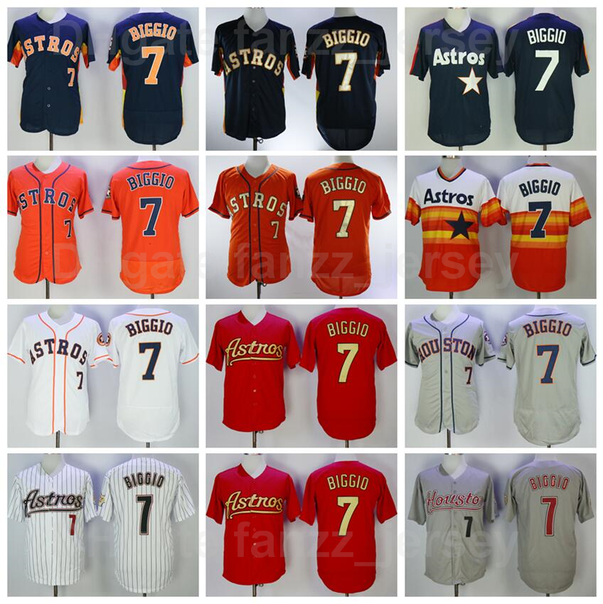 

2006 Vintage 7 Craig Biggio Baseball Jersey Retror Pullover Retire Pinstripe Orange White Grey Navy Blue Stitched Team Flexbase Cool Base Excellent Quality