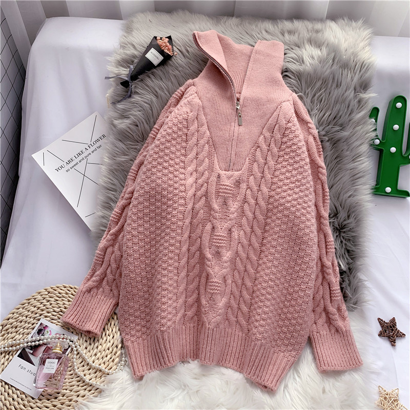 

Women's Sweaters Knitted Pullovers turn-down collar long sleeve Korean loose tops women's sweater winter o89 VQNW, 1# shoe box