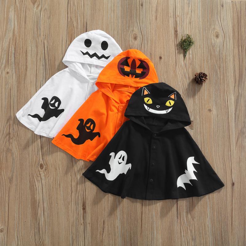 

Jackets Halloween Kids Cloak Baby Boys Girls Ghost Pumpkin Print Hooded Coat Jacket Toddler Clothes 0-3 Years, Black