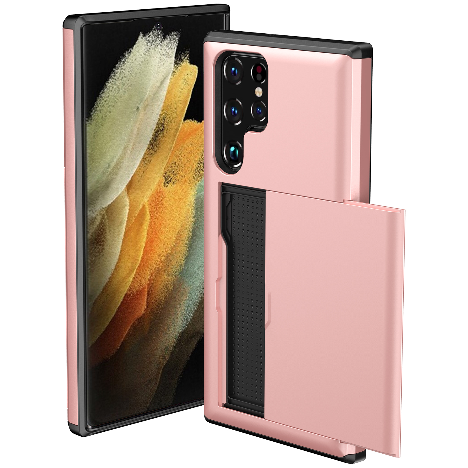 

SGP Hybrid Slide Card Slots Cases For Samsung Galaxy S23 Ultra S22 S21 FE Note 20 S20 Hard Back Phone Funda Conque, Rose gold