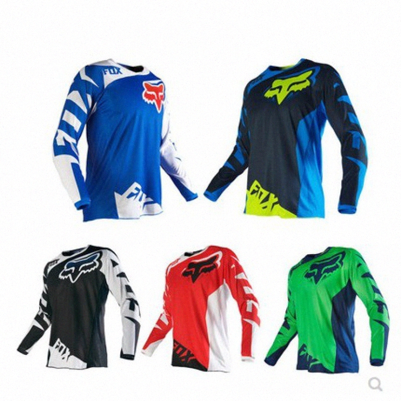 

Summer Men's T-Shirts off-road motorcycle racing suit fox speed surrender mountain bike riding suit long-sleeved quick-drying top W6IP#, White;black