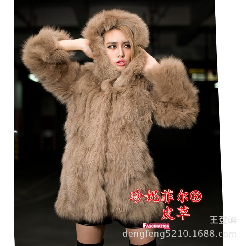 

Women's Fur & Faux Coat Female European And American Hooded Winter Women, Gray