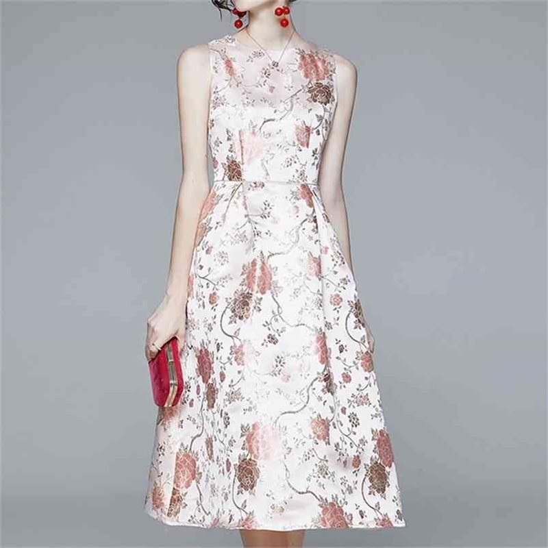 

Women Summer Luxury Jacquard Dress Festa Elegant Cocktail Party Robe Femme Vintage Designer Tank Dresses Vestidos 210603, Picture color