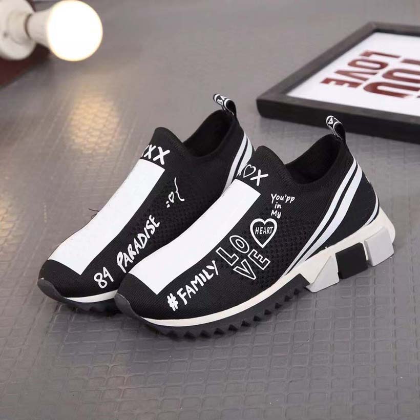 

Men Women Luxury Designer Shoes Sneakers upper rubber sole Stretch knitted fabric platform casual shoe Love size35-45 With Box, #24