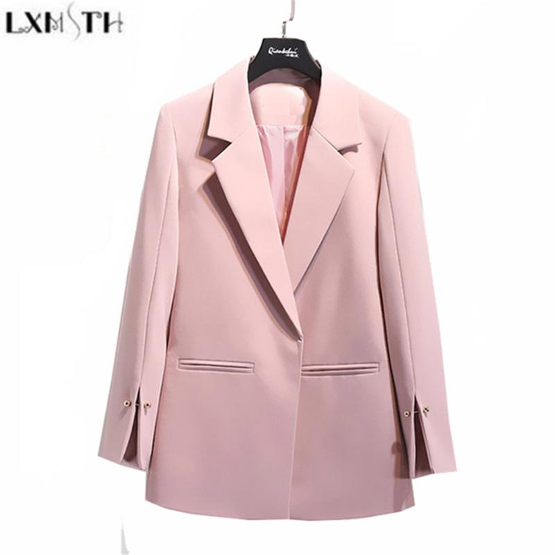 

Women' Suits & Blazers LXMSTH 2021 Spring Autumn Suit Jacket Women White Black Pink Korean Elegant Solid Loose Casual Blazer Womens Formal