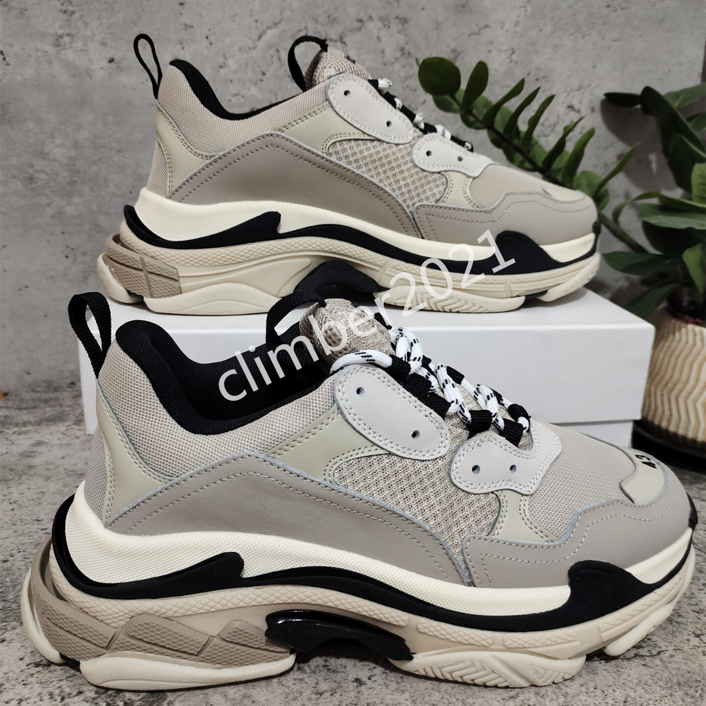 

Paris Triple S Trainers Mens Women 17FW Sneakers Old Dad Shoes Platform Black White Casual Trainer Ladies Designer, Ocean blue