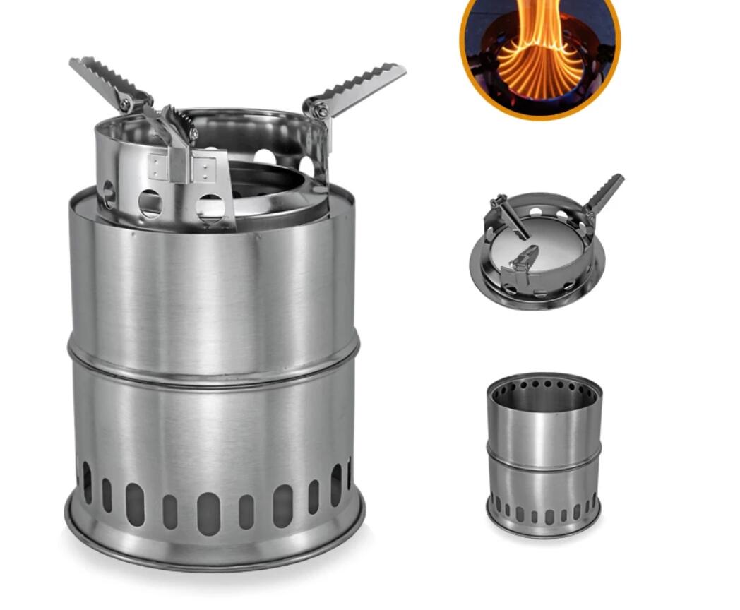 

Camping Wood Stove Split Portable Gas Stainless Steel Gas Firewood Burners Backpacking Furnace