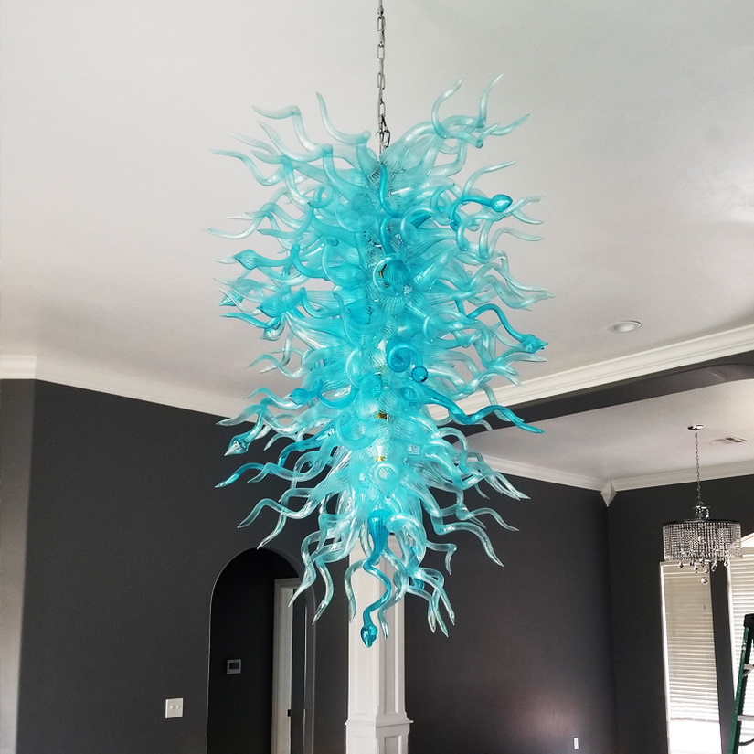 American Style Handmade Glass Chandeliers Pendant Lamps Customized Colored Hand Blown Crystal Chandelier Lights for Hotel Lobby-image-678553626