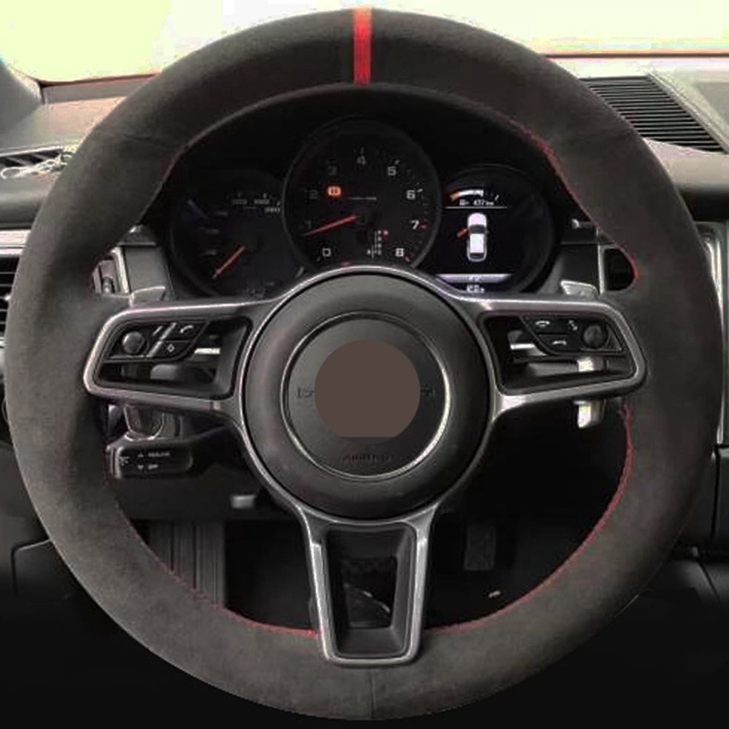 

Car Steering Wheel Cover DIY Hand-stitched Soft Black Suede For Porsche Cayenne Macan Panamera 911 996 997 959 Cayman Boxster