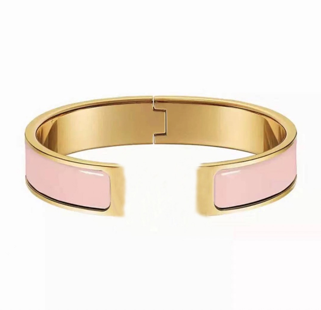 

Fashion classic H open hard body Bangles inlaid ceramic rose gold couple creative bracelet high quality jewelry with exquisite packaging gift box