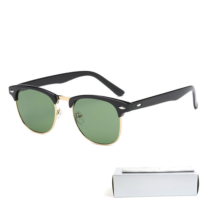

High Quality Womans Sunglasses Glass Lens Luxury Mens Sun glasses UV Protection men Designer eyeglass Metal hinge Fashion women spectacles w, White;black