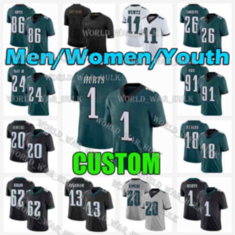 

1 Jalen Hurts Jersey 20 Brian Dawkins Eagles Miles Sanders Donovan McNabb Philadelphia Zach Ertz Reagor Darius Slay Travis Fulgham Custom, Custom 2020 new youth (laoying)