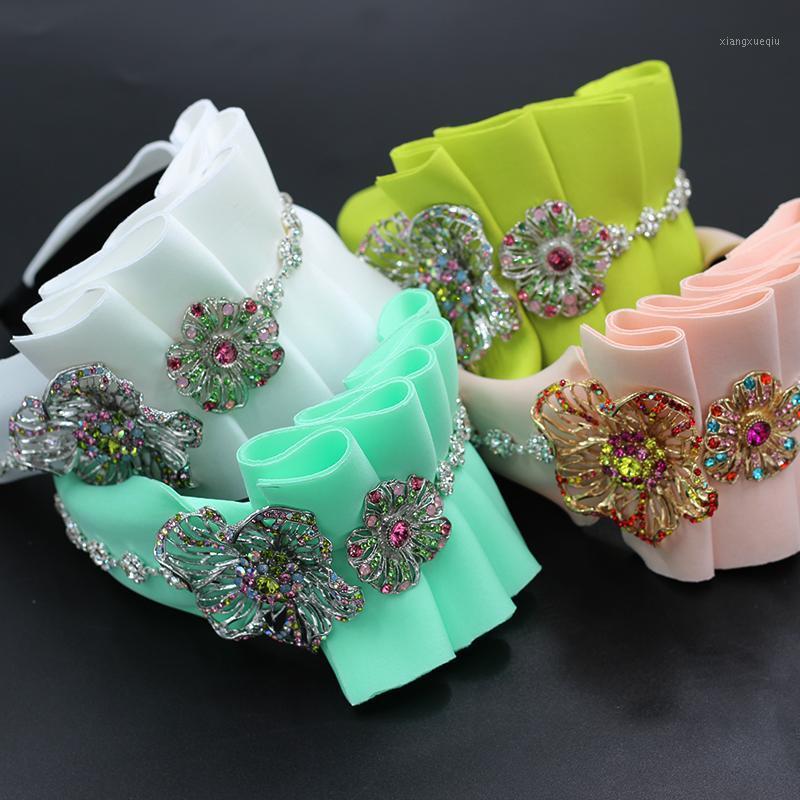 

Hair Clips & Barrettes Fashion Pastoral Style Band Baroque Rhinestone Sponge Ripple Petal Personality Dance Party Travel Accessories 757, Golden;silver