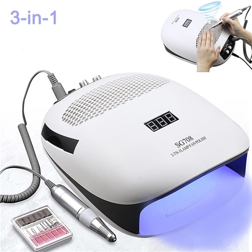 

140W 3-IN-1Multifunction Nail Dust Vacuum Cleaner & Electric Drill &UV LED Lamp Manicure Machine For Salon Tool 220211, 54w sunx5plus