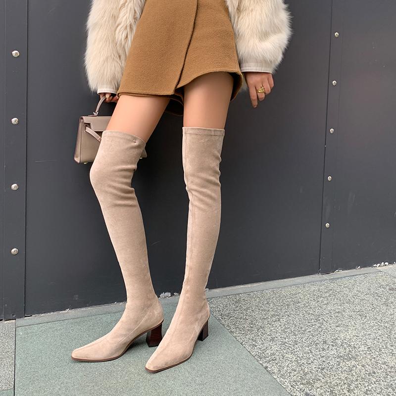 

Boots High Quality Sexy Heels Over The Knee Stretch Thigh Autumn Winter Kid Suede Over-the-knee, Blakc
