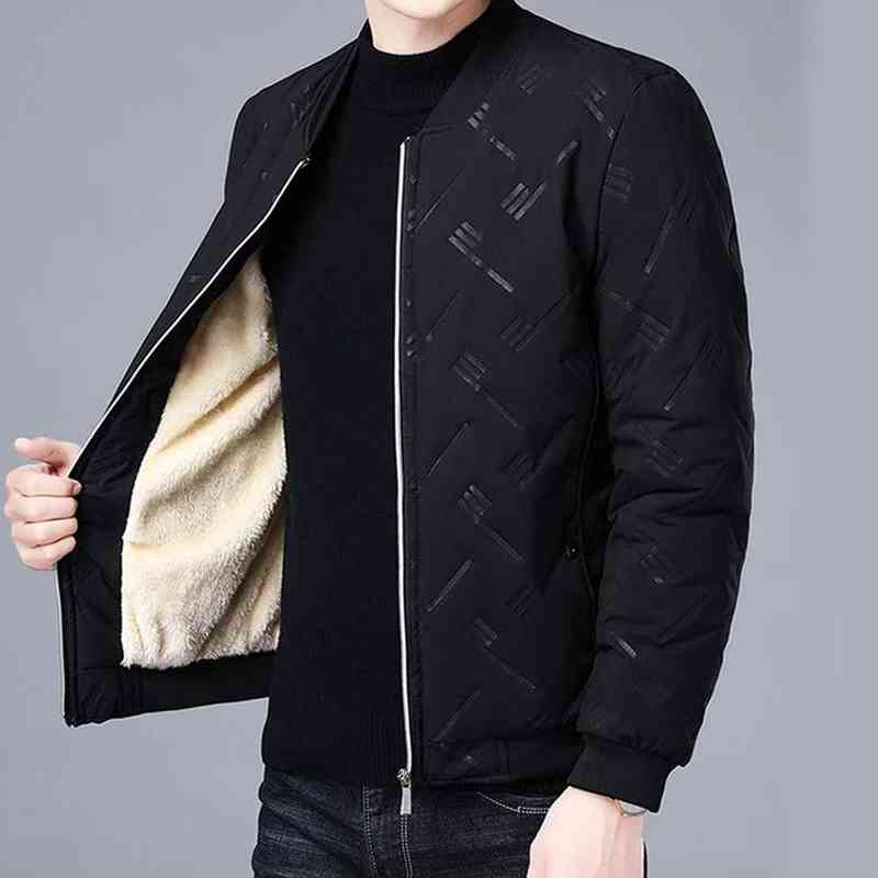 

Autumn Winter Bomber Jacket Men Casual Baseball Collar Thicken Fleece Lined Slim Fit Streetwear Fashion Clothing 2021, Wine red