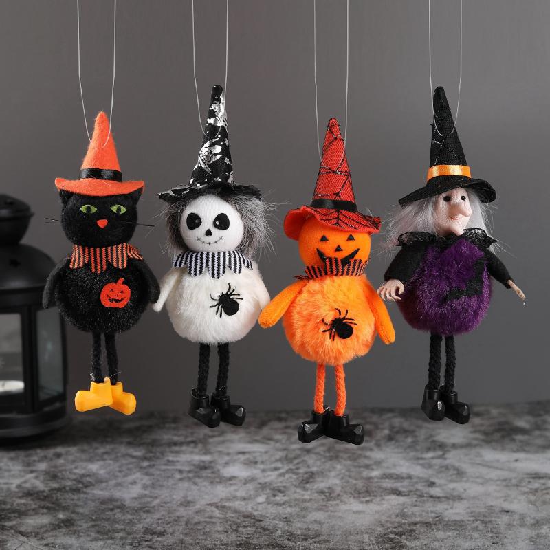 

Party Decoration 1pc Halloween Doll Bar Decor Pumpkin Ghost Witch Black Cat Pendant Scary Kids Gift For Home