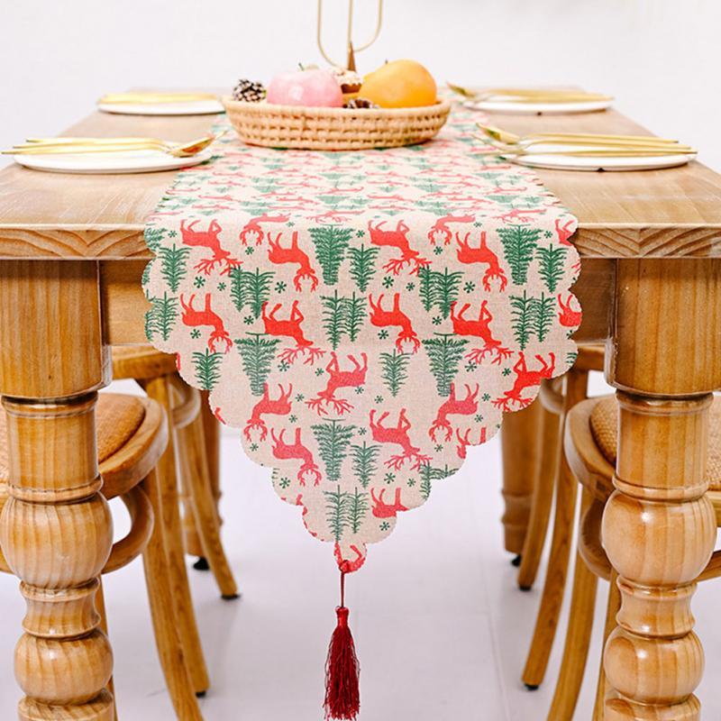 

Christmas Decorations Gift Fabric Happiness Table Runner Merry Decor For Home 2022 Xmas Ornaments Year's Navidad