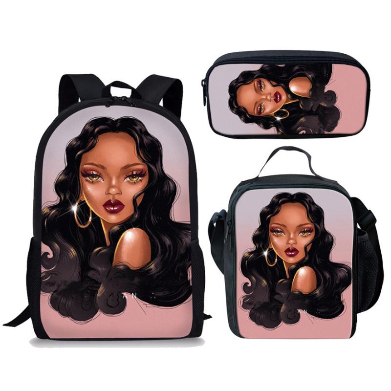 

Kids School Bags For Black Girl Magic African Women Print Bag Children 3pcs/set Primary Satchel Students