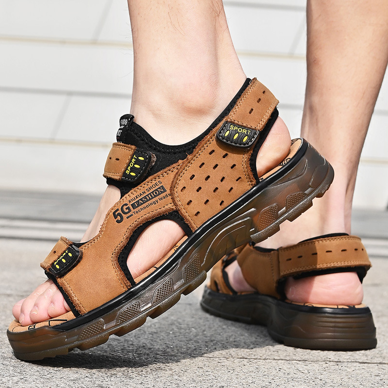 

Slippers Sandals men's summer breathable outdoor wear thick soled sports beach shoes casual AEKK, 1# shoe box